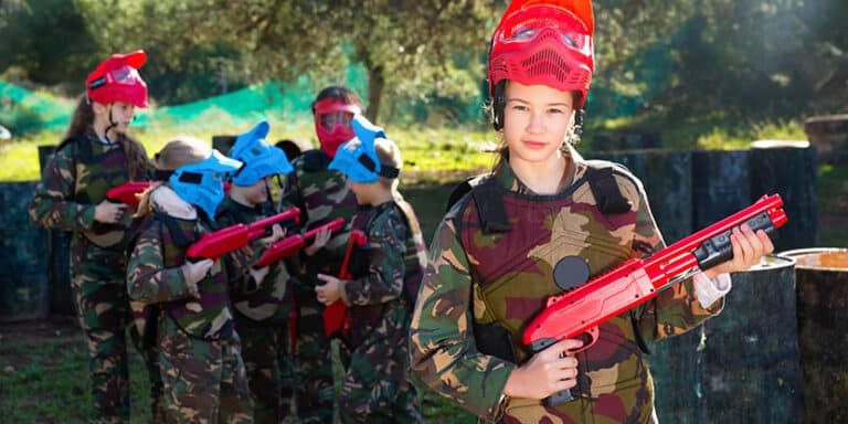 Kids geared up for paintball game