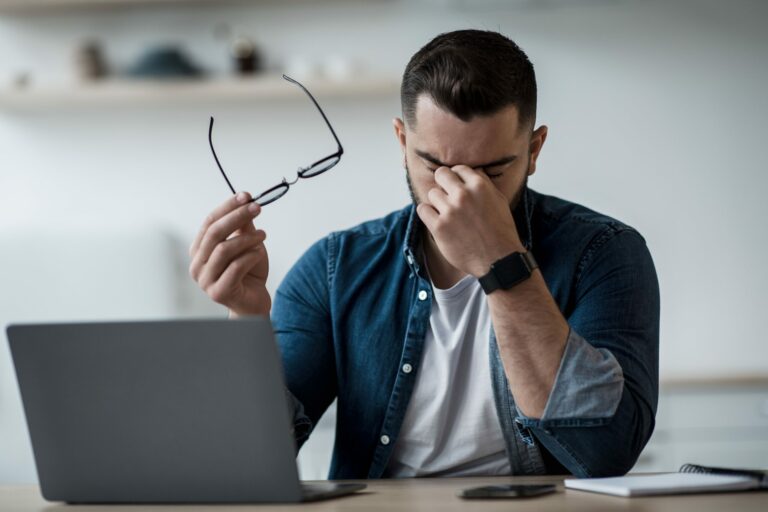 Man suffering from eye strain