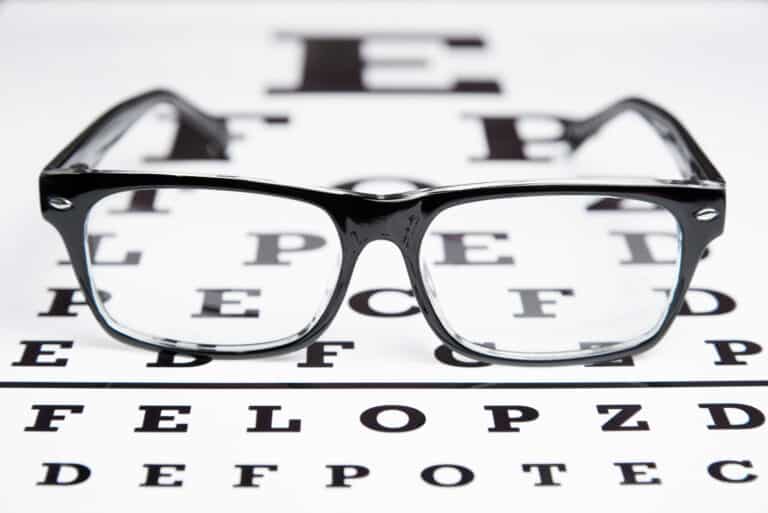 Glasses for vision on the eye chart.