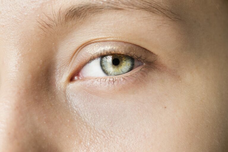 portrait of white woman closeup on eyes