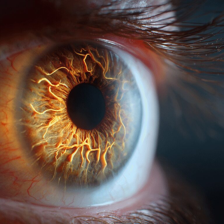 Close-up of a human eye iris.
