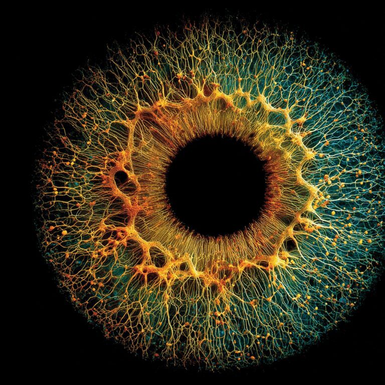 Colorful abstract pattern resembling an eye.