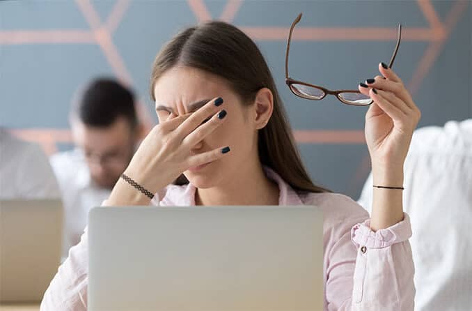 woman with digital eye strain